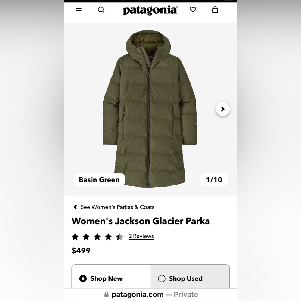 Patagonia Jackson Glacier Parka | Fatigue Green | S